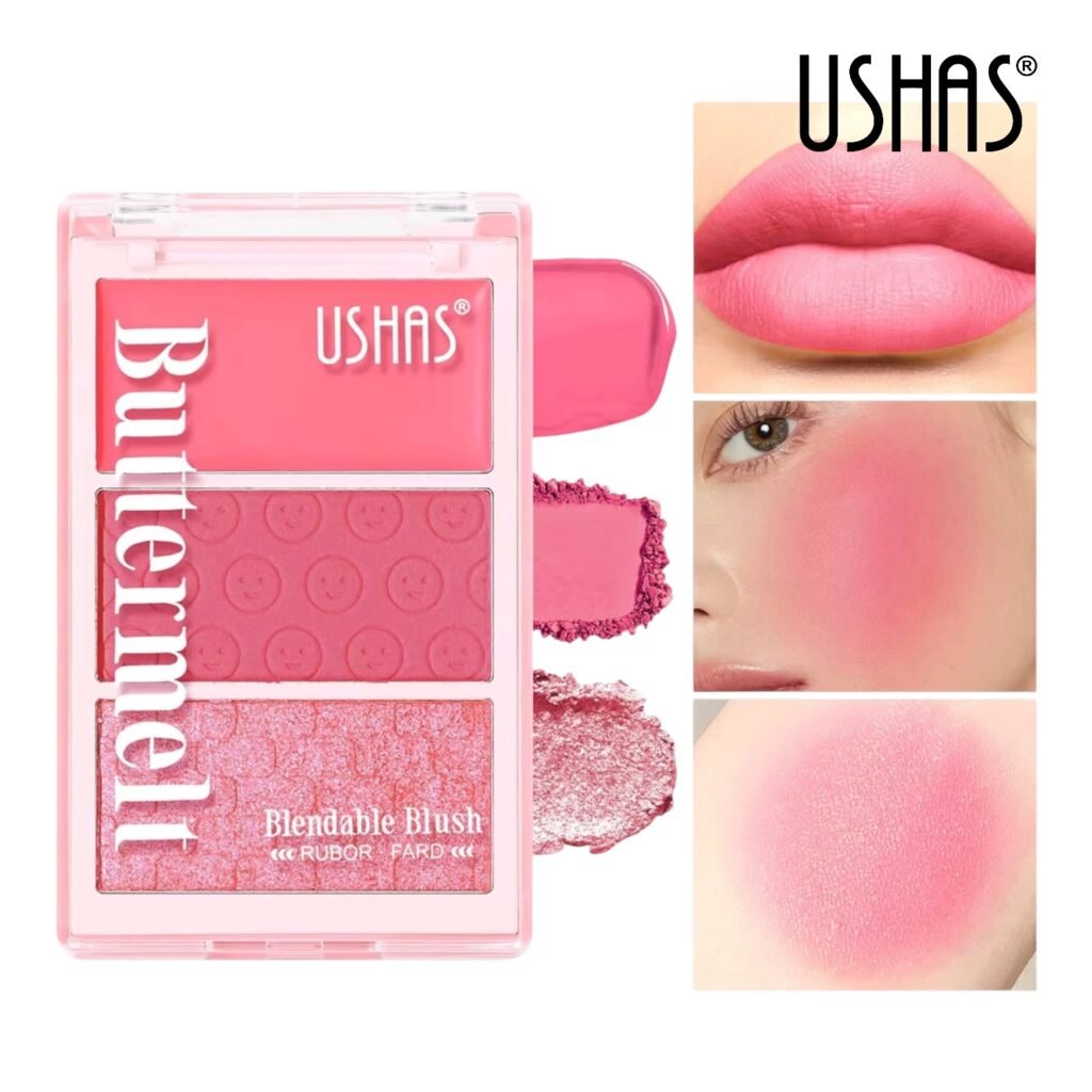 Rubor en Polvo y Crema USHAS – Acabado Natural y Luminoso