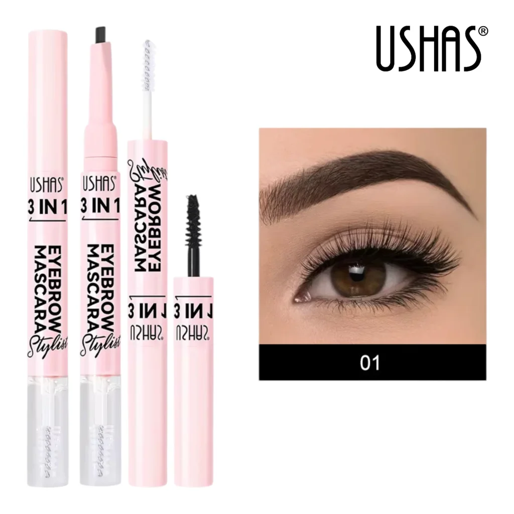 Kit 3 en 1 USHAS: Delineador, Máscara y Gel de Cejas – Waterproof