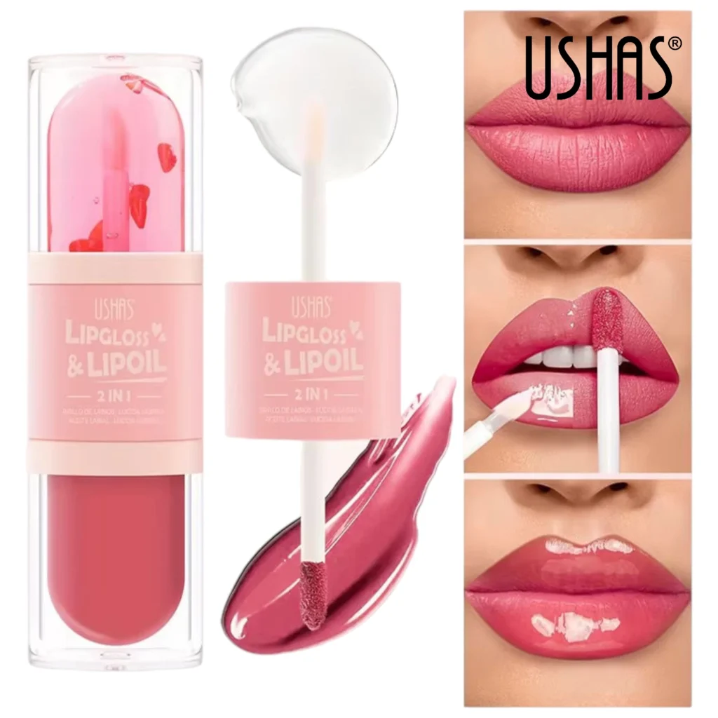 Brillo y Aceite Labial 2 en 1 USHAS – Efecto Plumping Hidratante