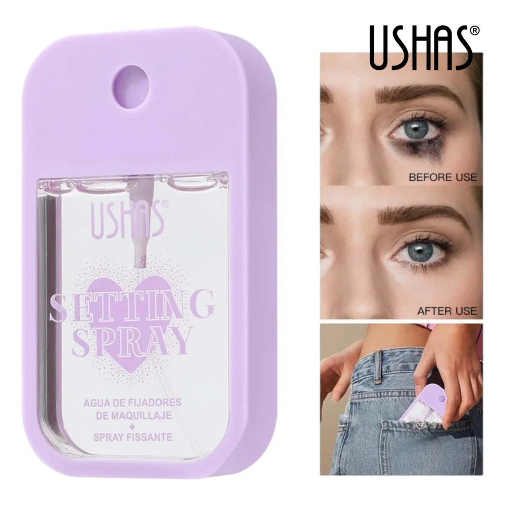 Spray Fijador de Maquillaje USHAS 40ml – Acabado Hidratante Profesional