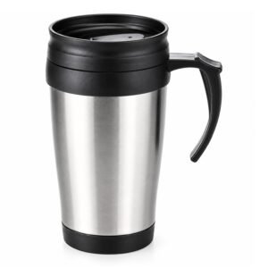 Vaso termico con tapa 450 ml acero inoxidable plateado