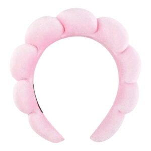 Vincha nube rosa para skincare y maquillaje